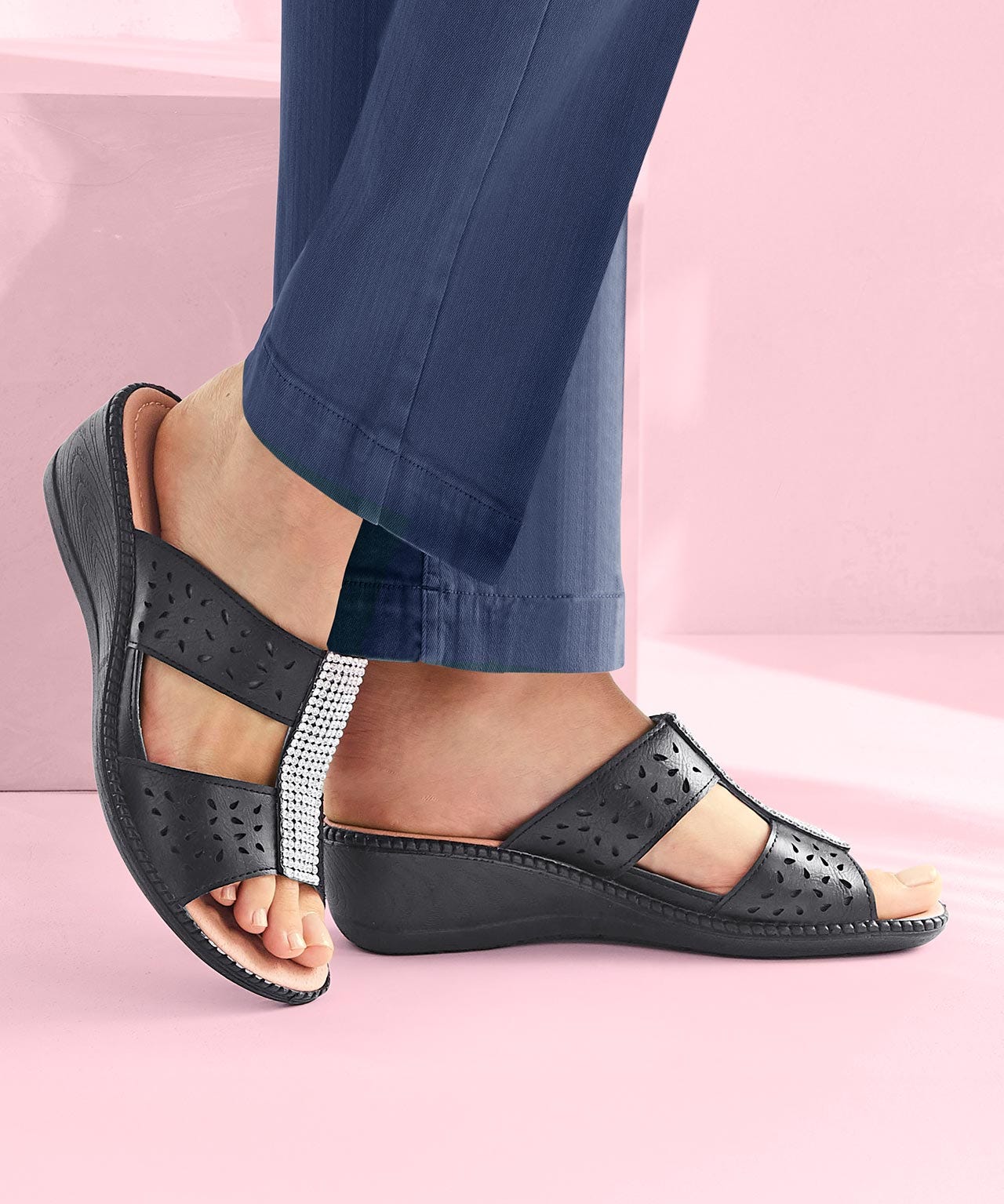 Cushion-walk Diamanté Detail Mule Sandal 