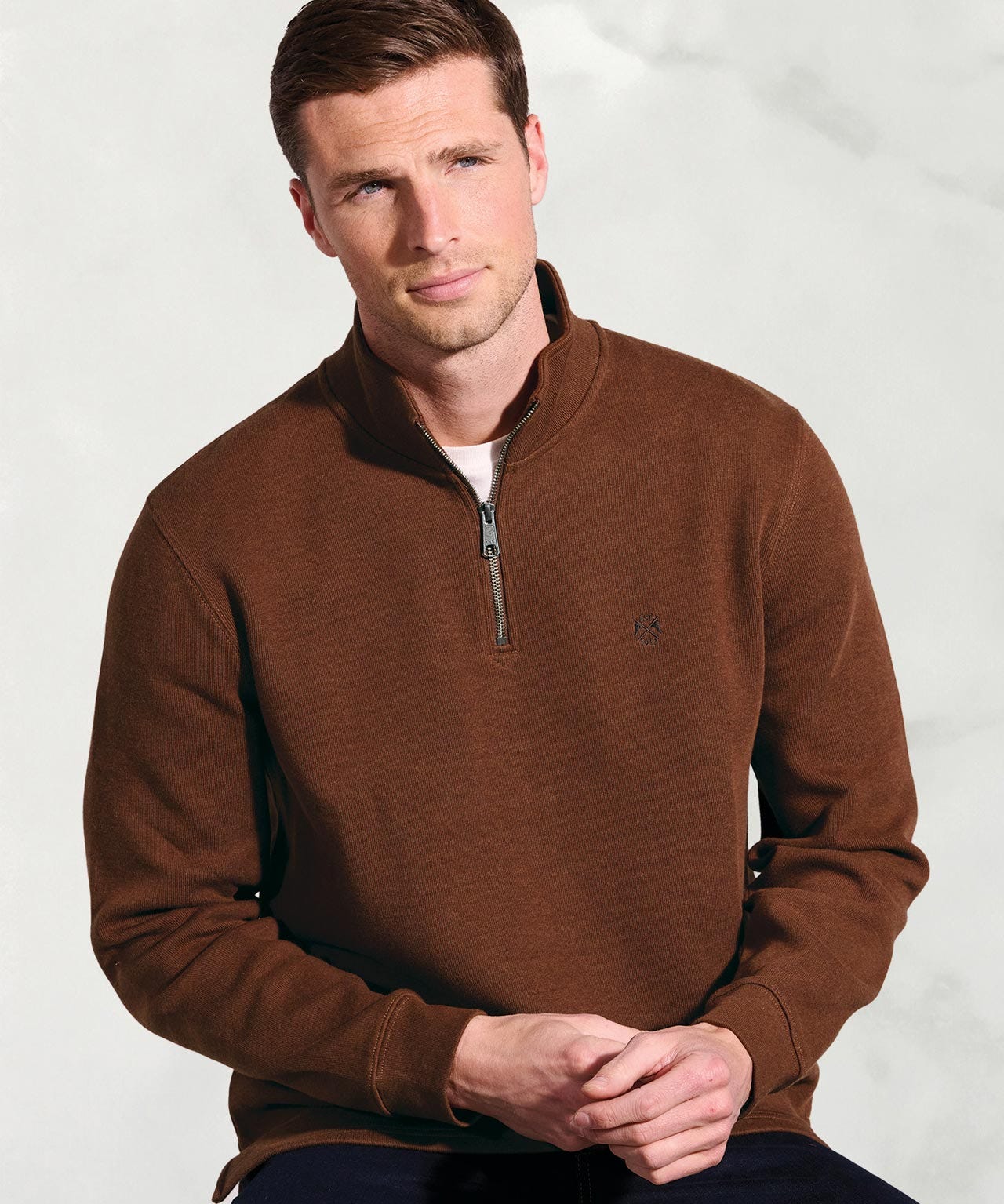 Brook Taverner Melange French Rib 1/4 Zip Top