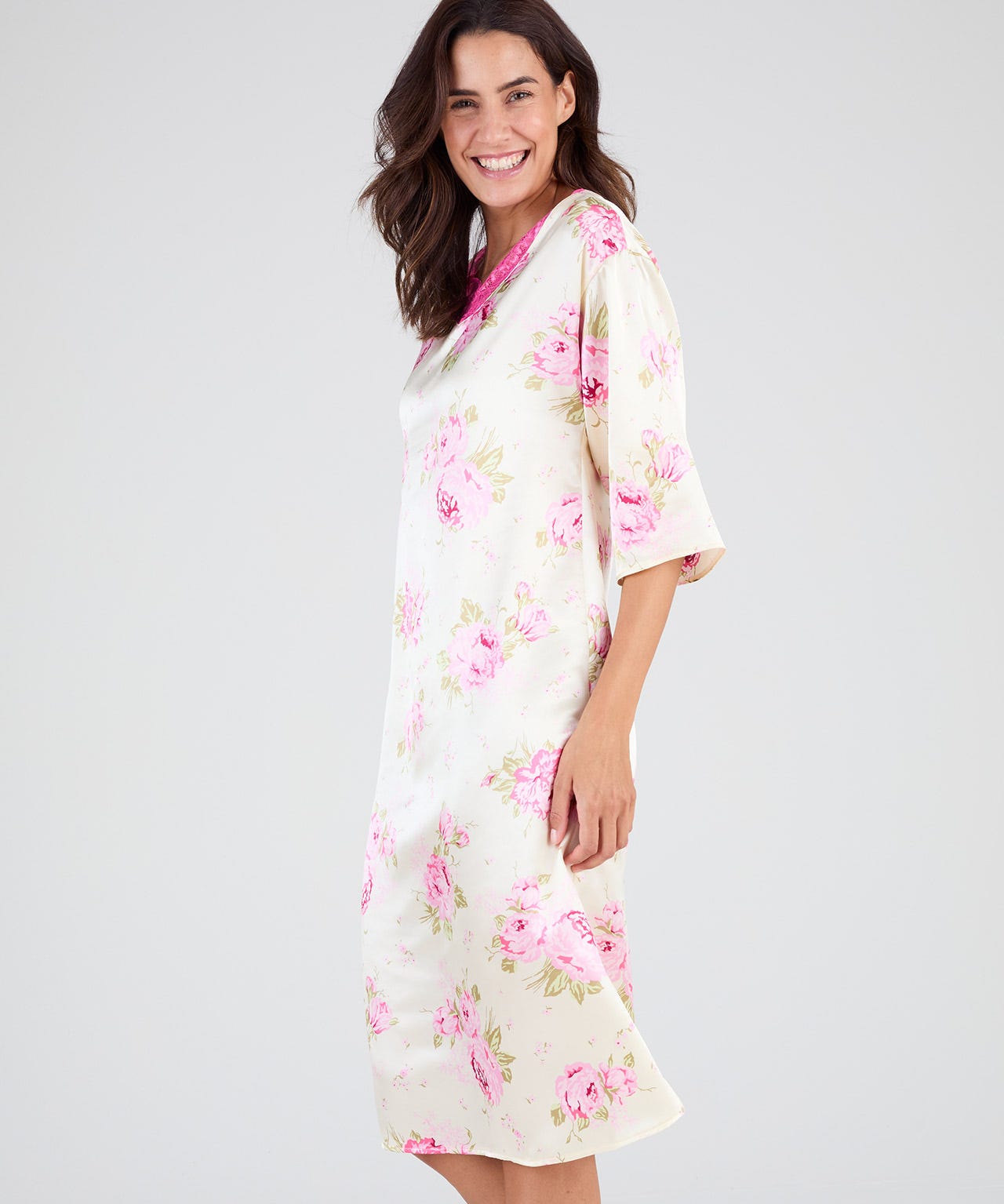 Lace Trim Satin Nightdress 