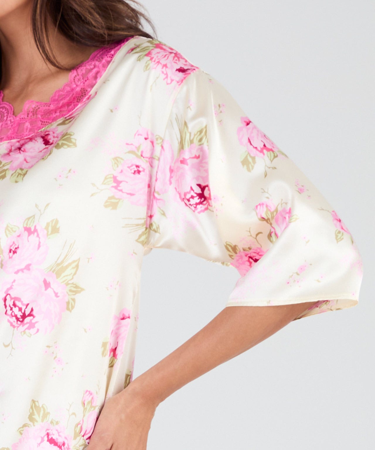 Lace Trim Satin Nightdress 