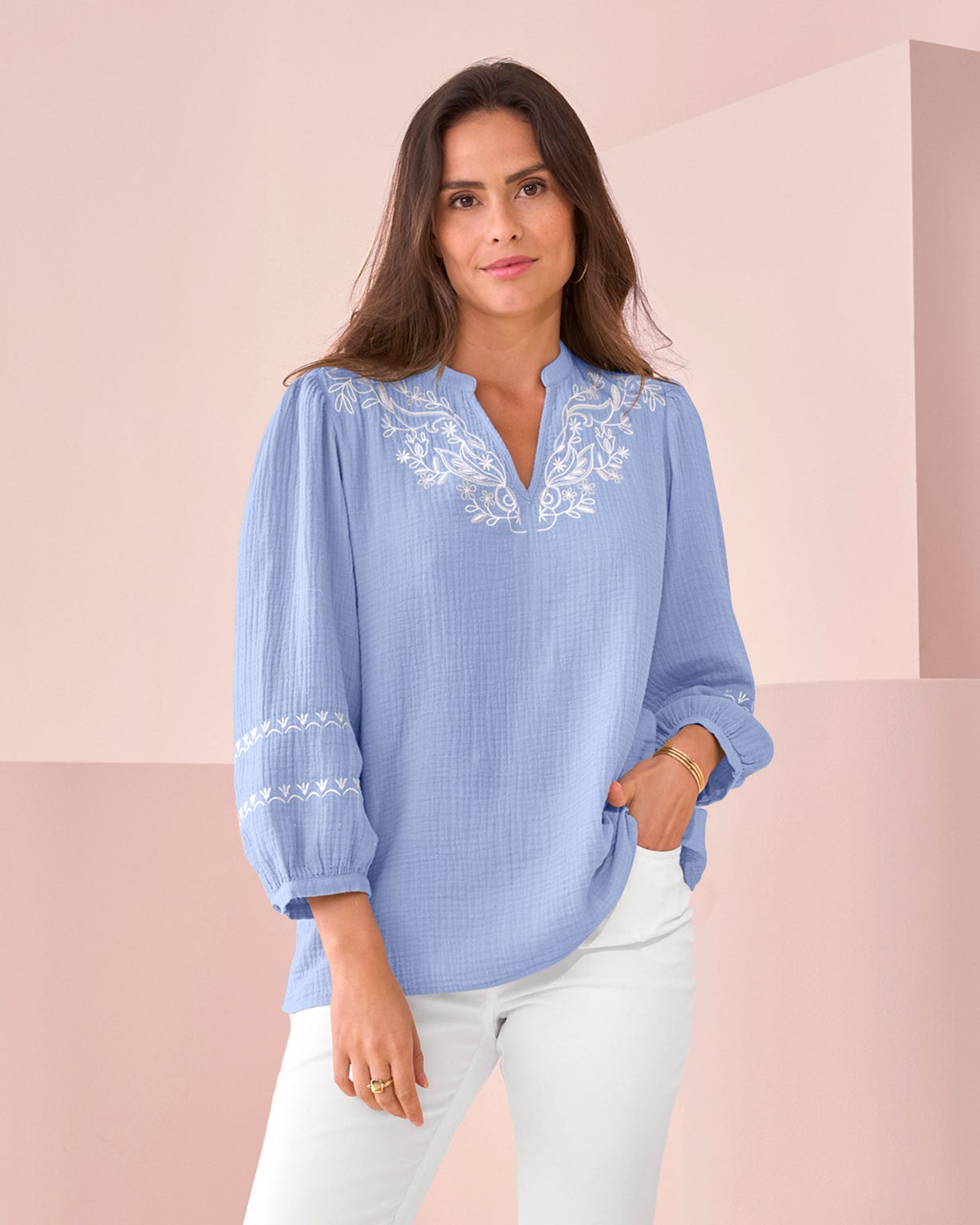 Embroidered Tunic Blouse 