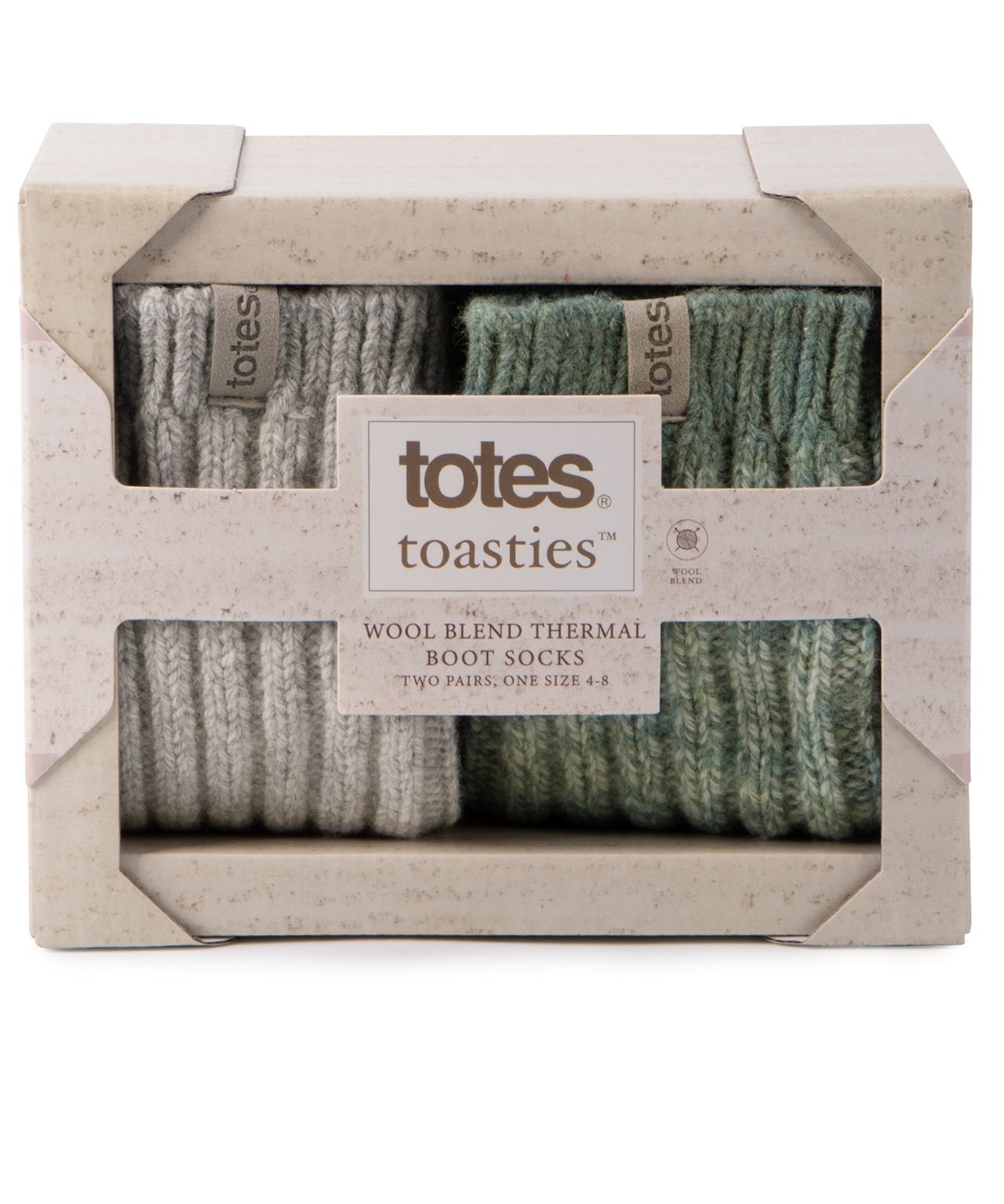 Totes toasties® Ladies 2pk Chunky Twist Wool Boot Socks