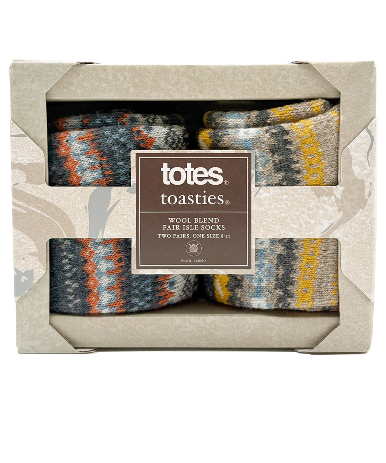 Totes Toasties® Mens 2pk Wool Blend Fair Isle Slippers Socks
