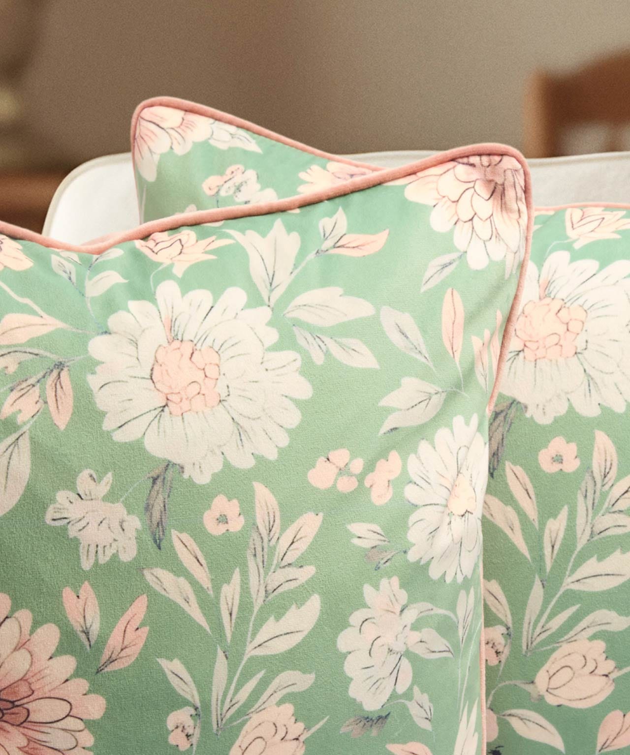 Pack of 2 Piped Floral Cushion covers 