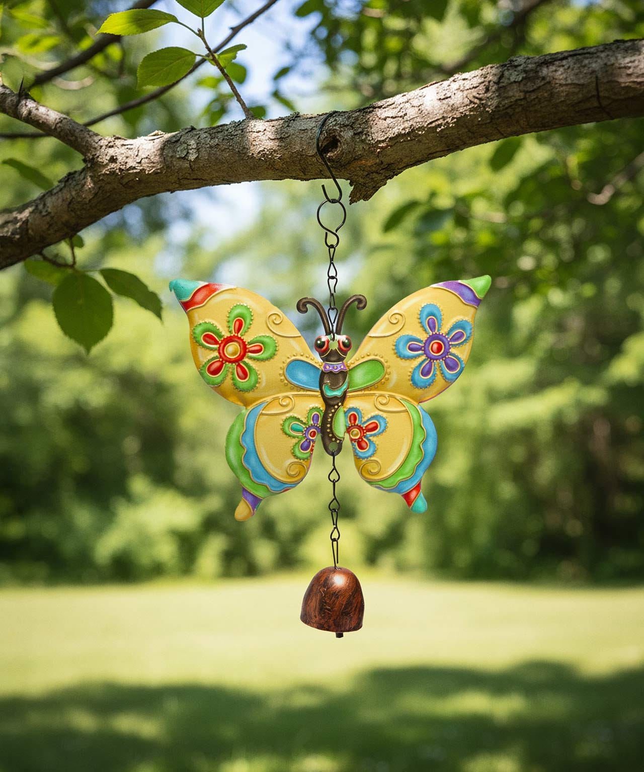 Set of 3 Metal Butterfly Wind Chimes  