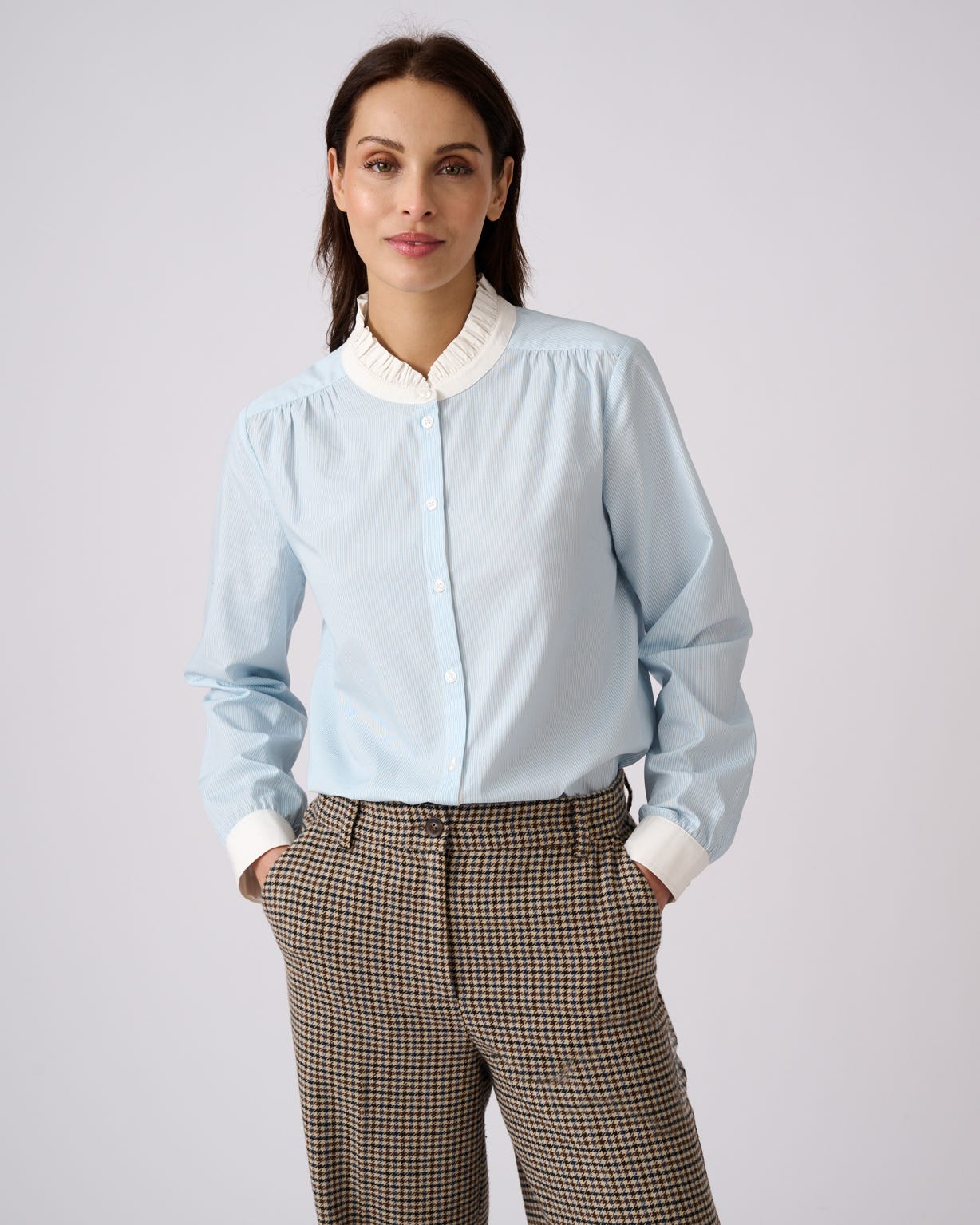 Stripe Frill Neck Shirt 