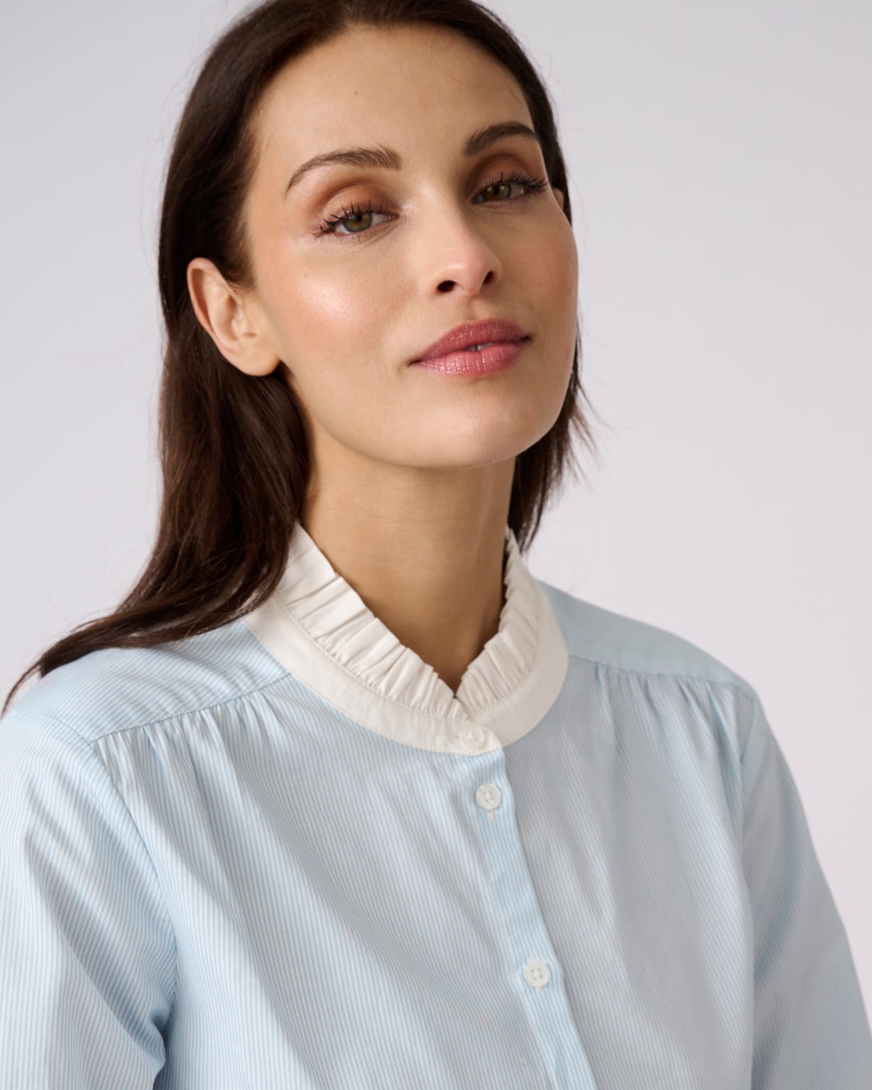 Stripe Frill Neck Shirt 
