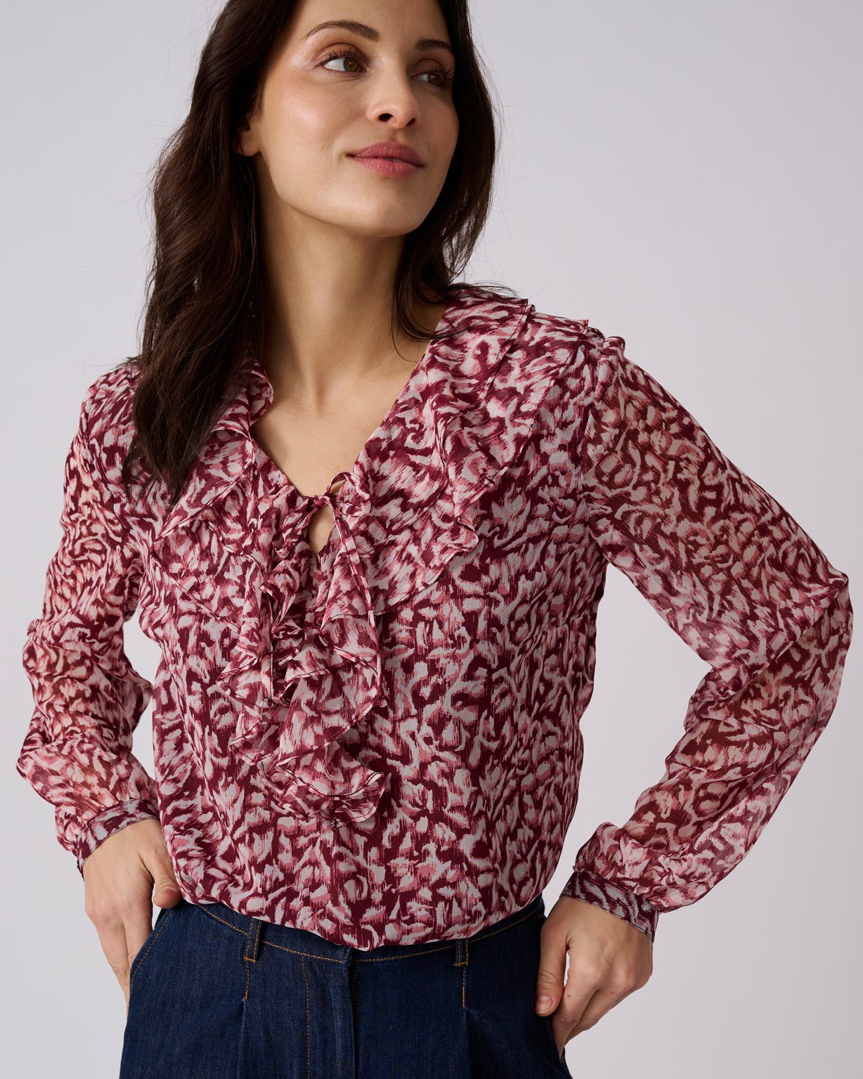Printed Ruffle Blouse 