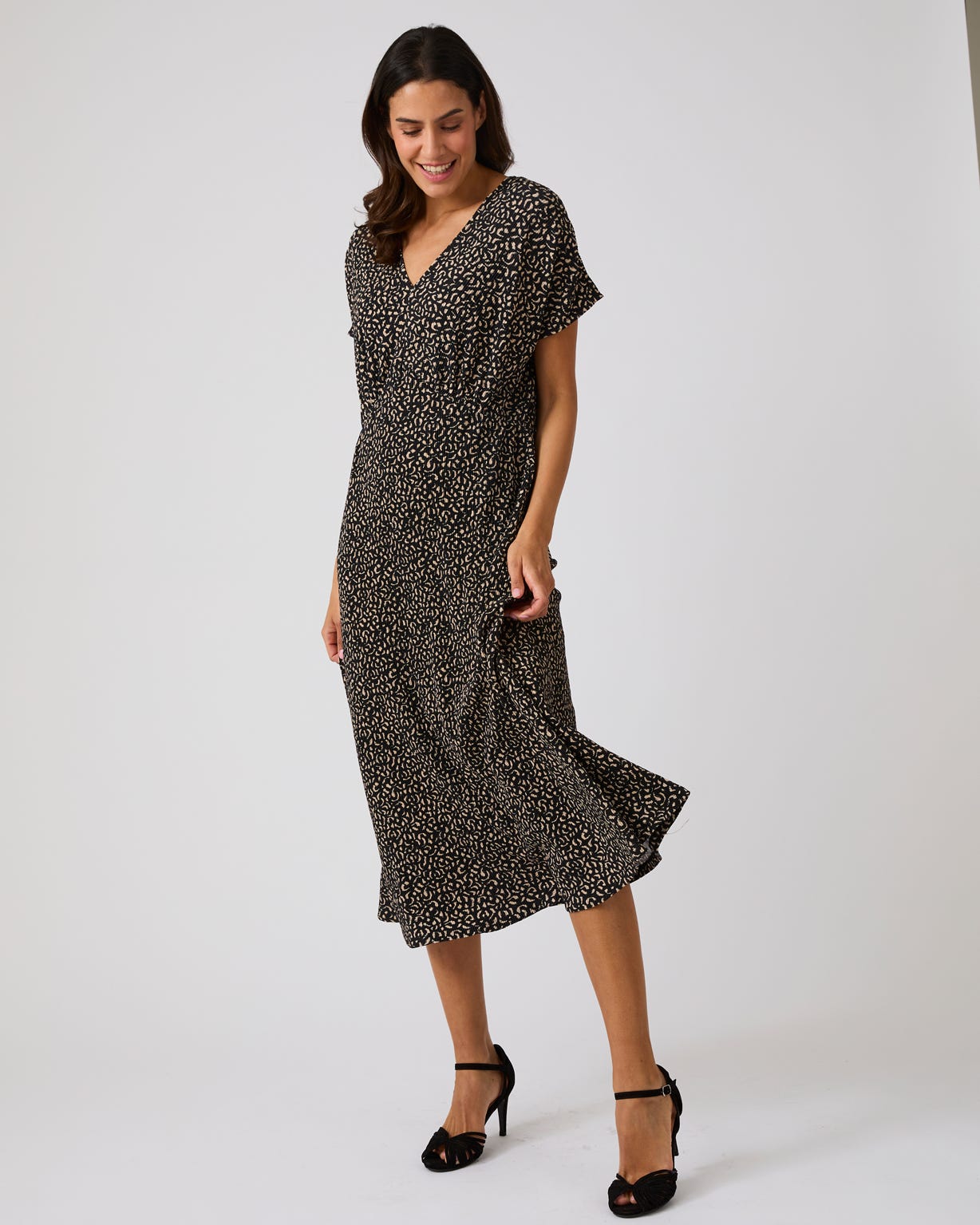 Pleated Print Dress 