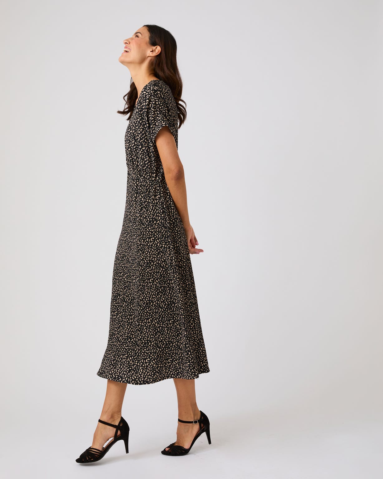 Pleated Print Dress 
