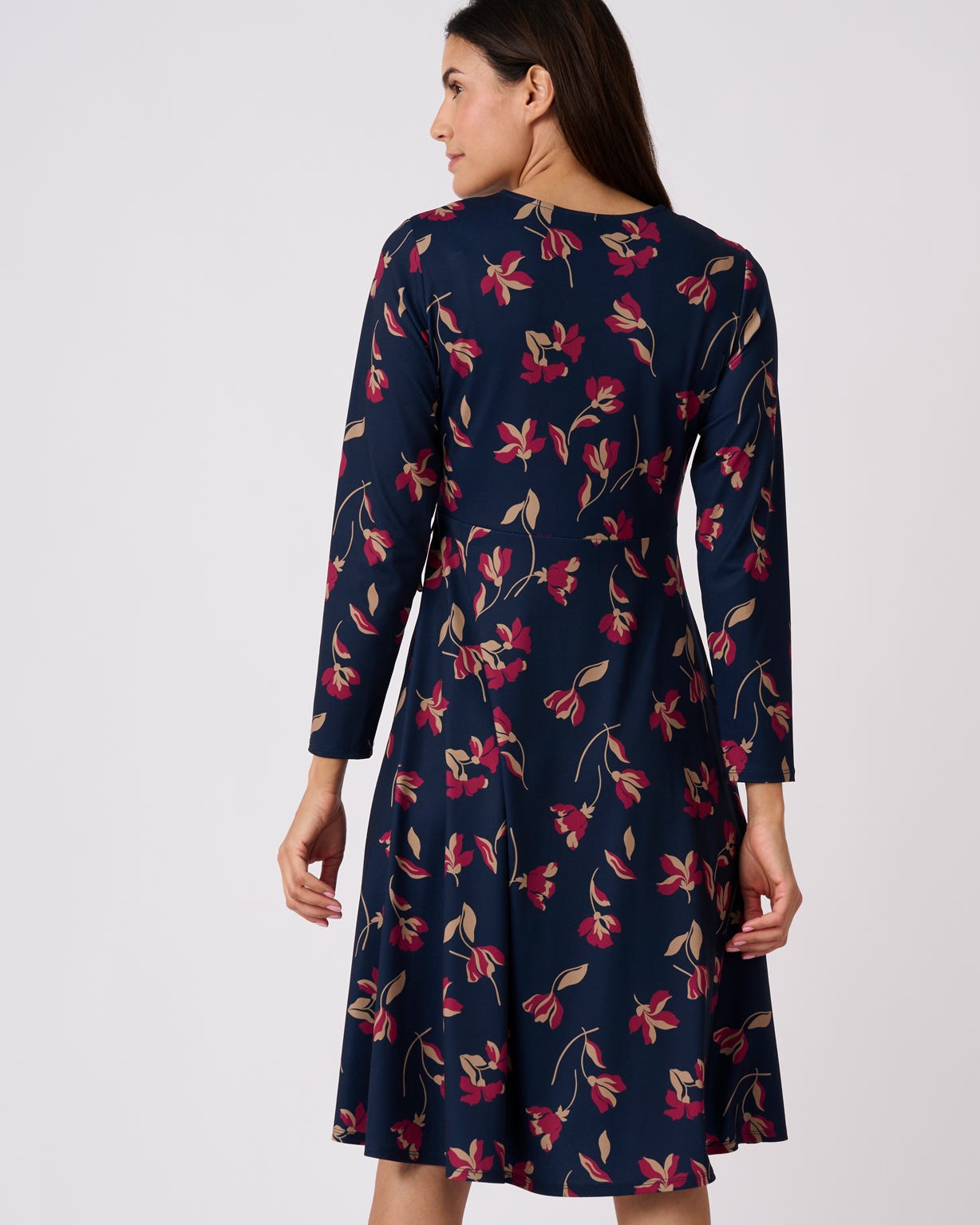 Mock Wrap Print Dress 