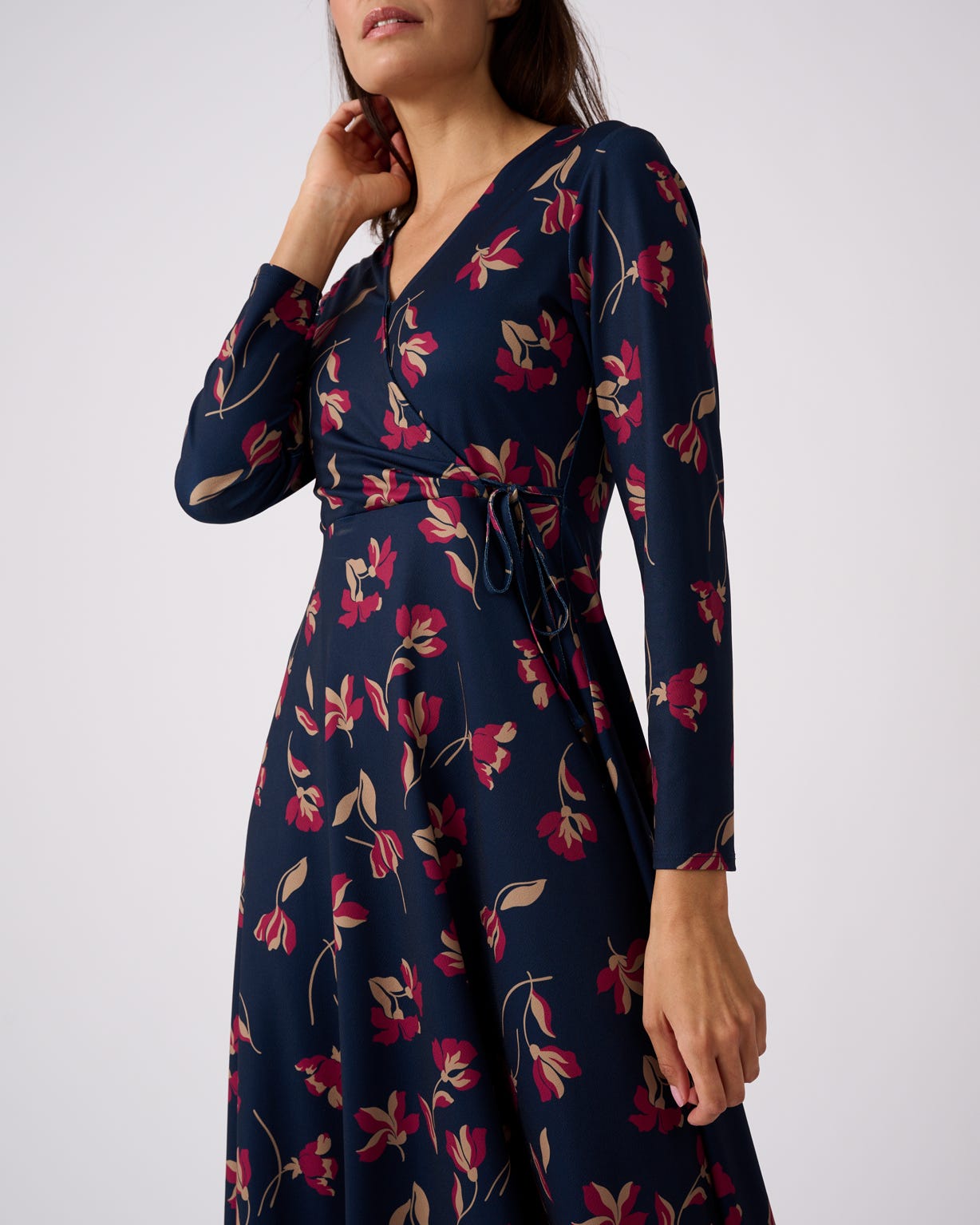 Mock Wrap Print Dress 