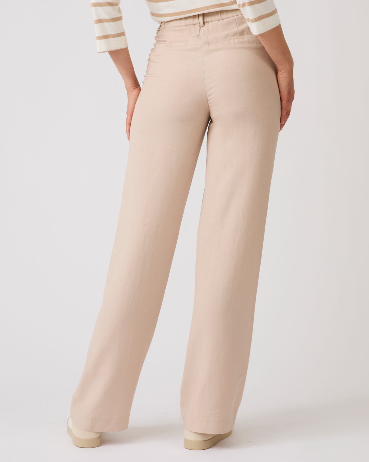 Linen Mix Wide Leg Trousers 