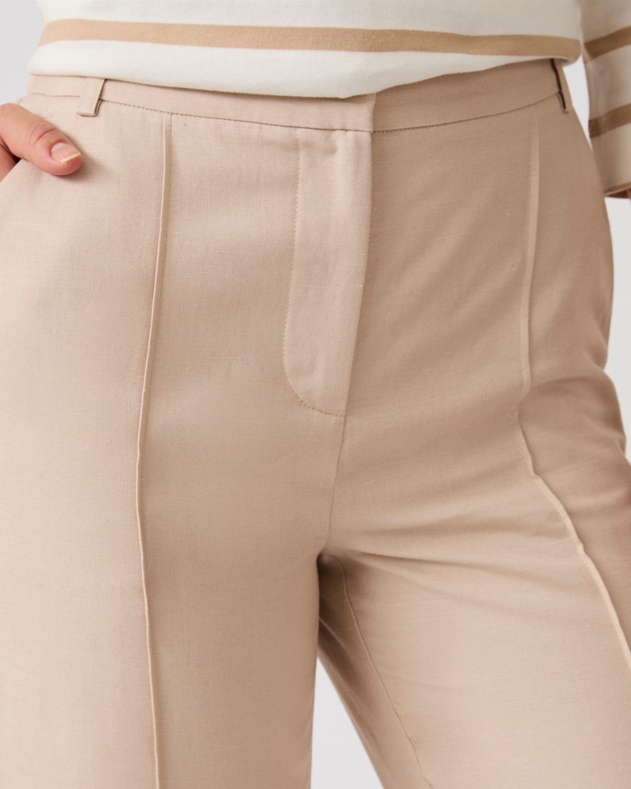 Linen Mix Wide Leg Trousers 