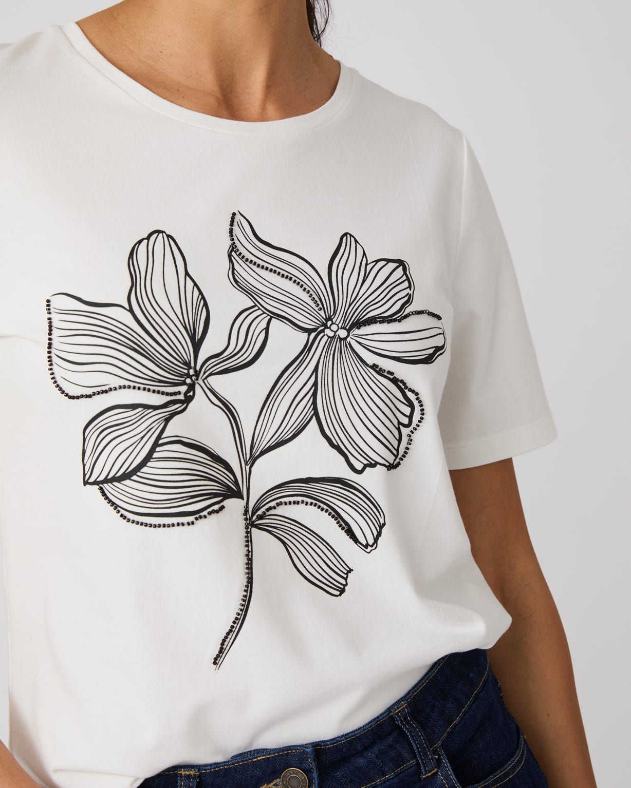Beaded and Embroidered T-shirt 