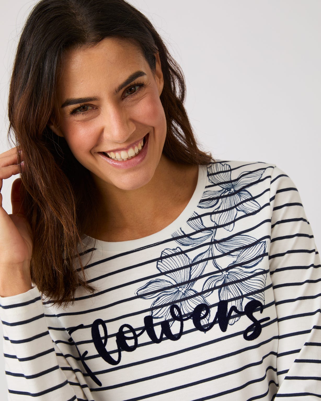 Stripe Flower Print T-shirt 