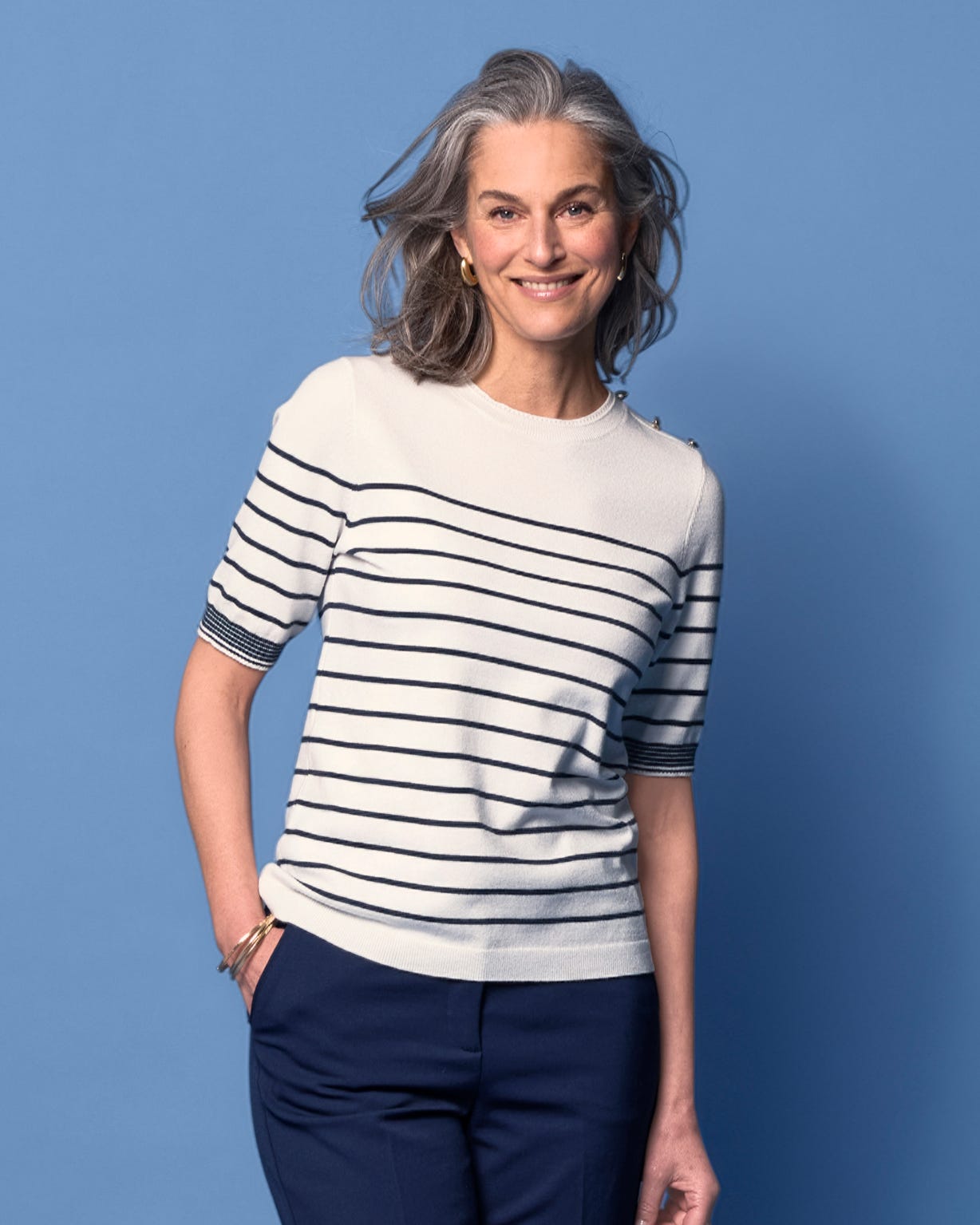 Stripe Short Sleeve Jumper 