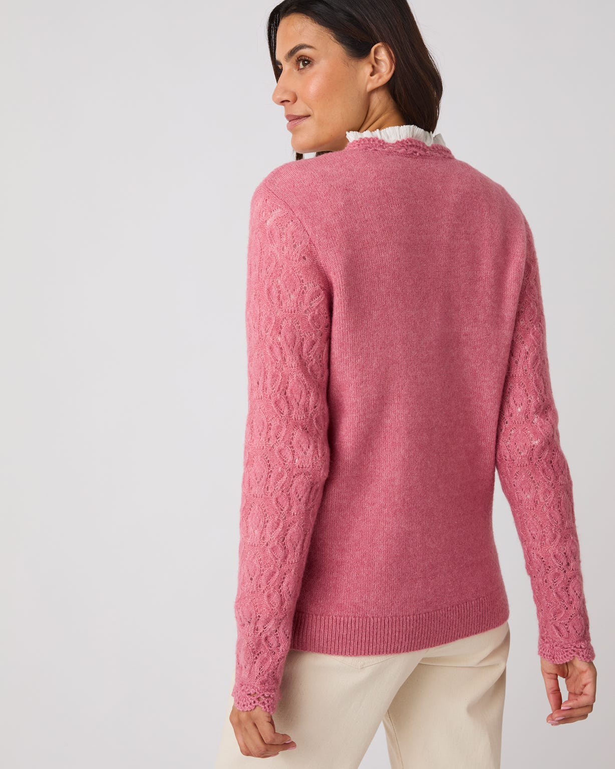 Pointelle Trim Cardigan 