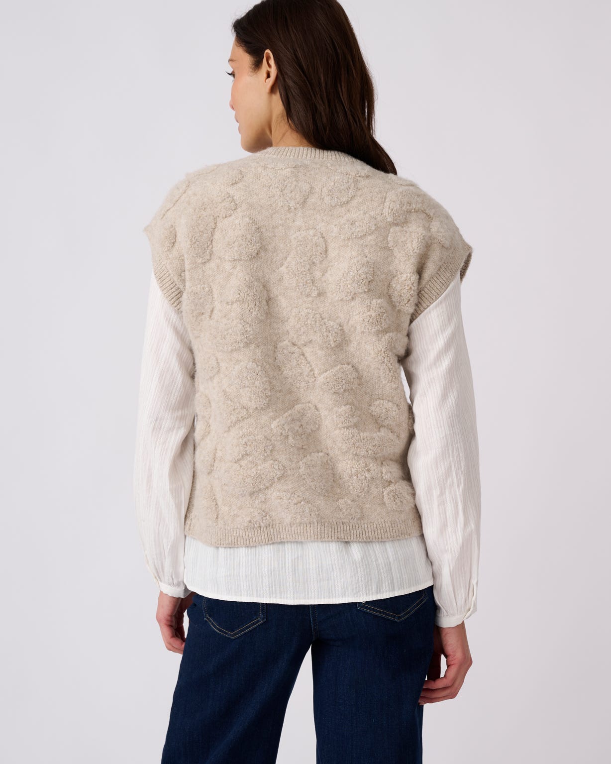Sleeveless Bouclé Cardigan 