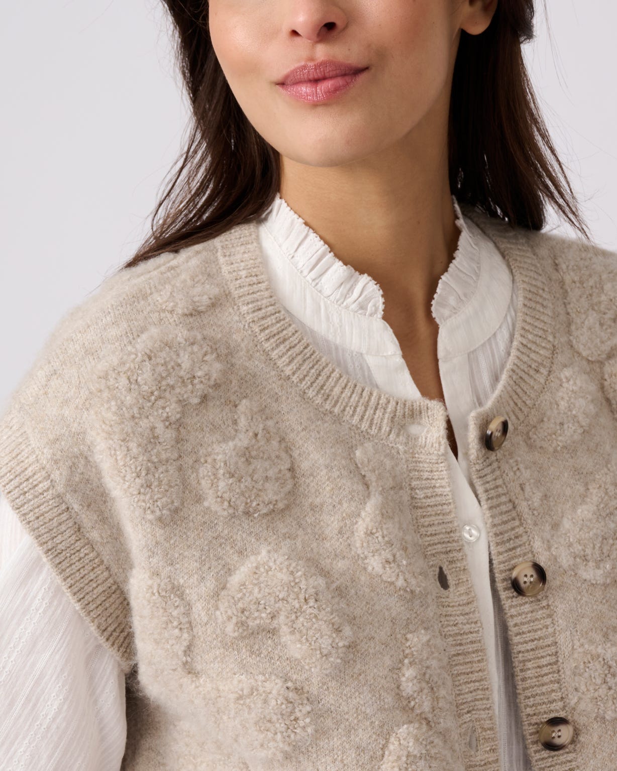 Sleeveless Bouclé Cardigan 