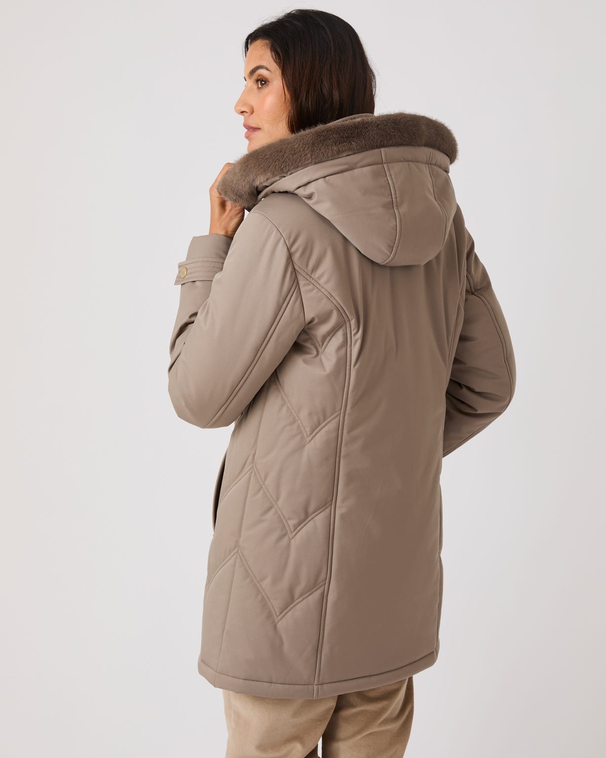 Thermolactyl Faux Fur Trim Water Repellent Parka 