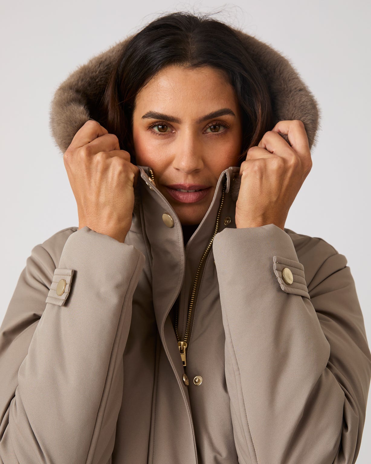 Thermolactyl Faux Fur Trim Water Repellent Parka 