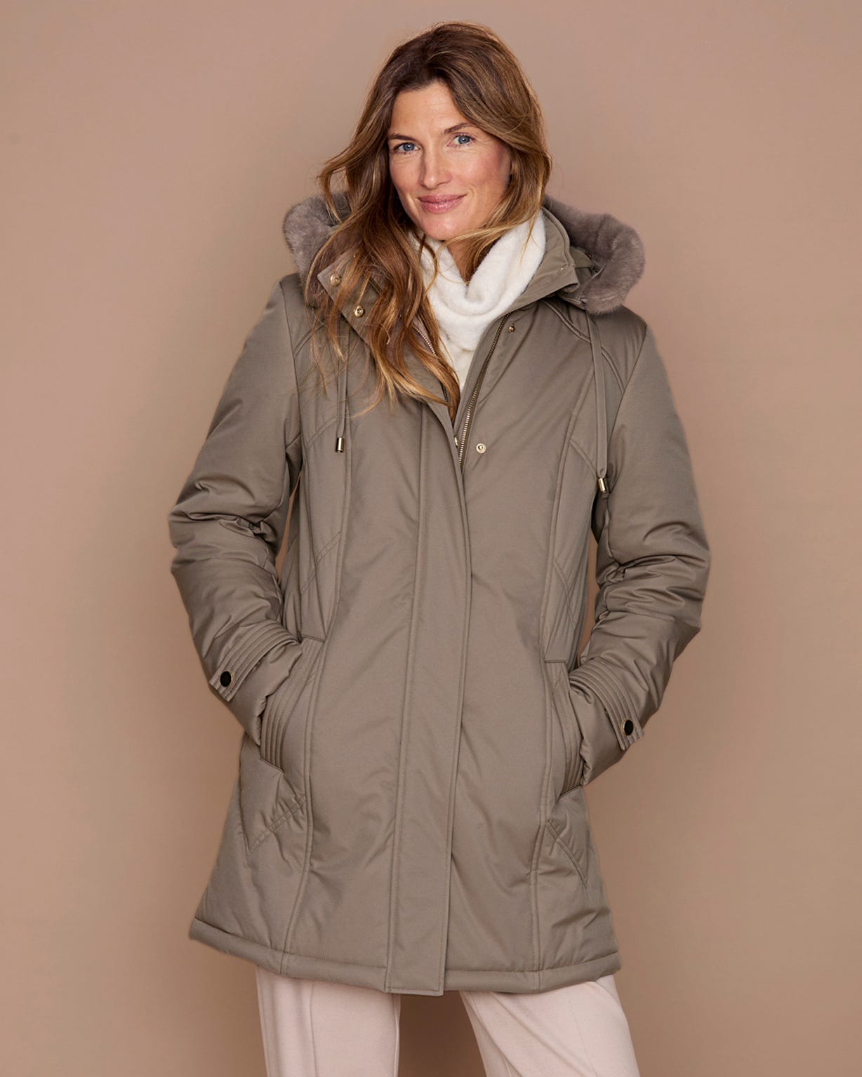 Thermolactyl Faux Fur Trim Water Repellent Parka 