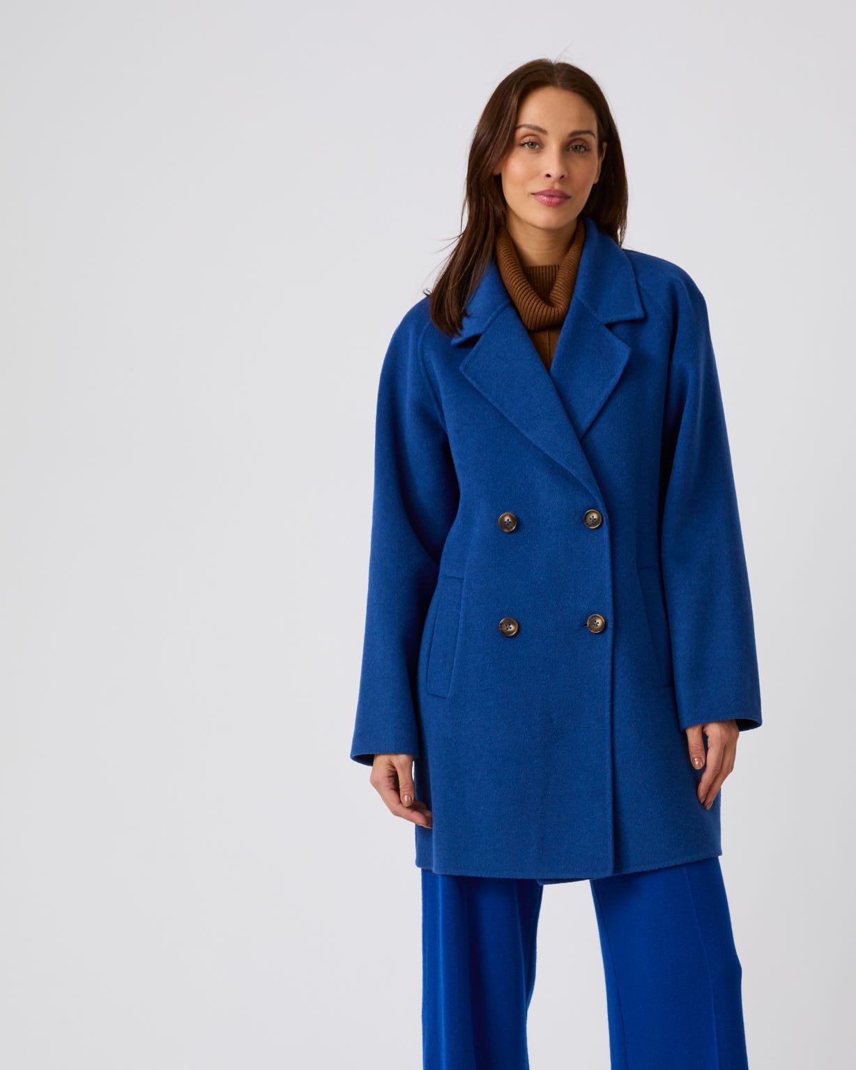 Double Breasted Wool Blend Coat 