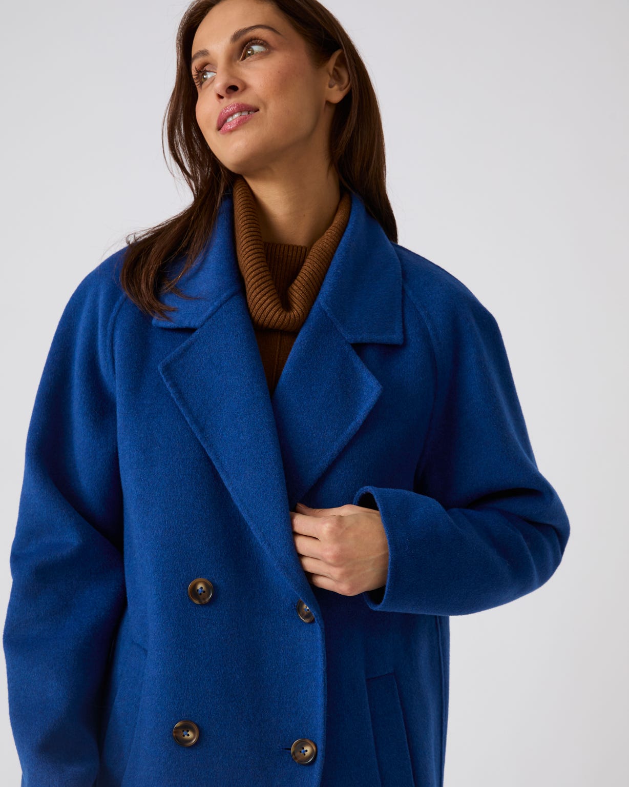Double Breasted Wool Blend Coat 