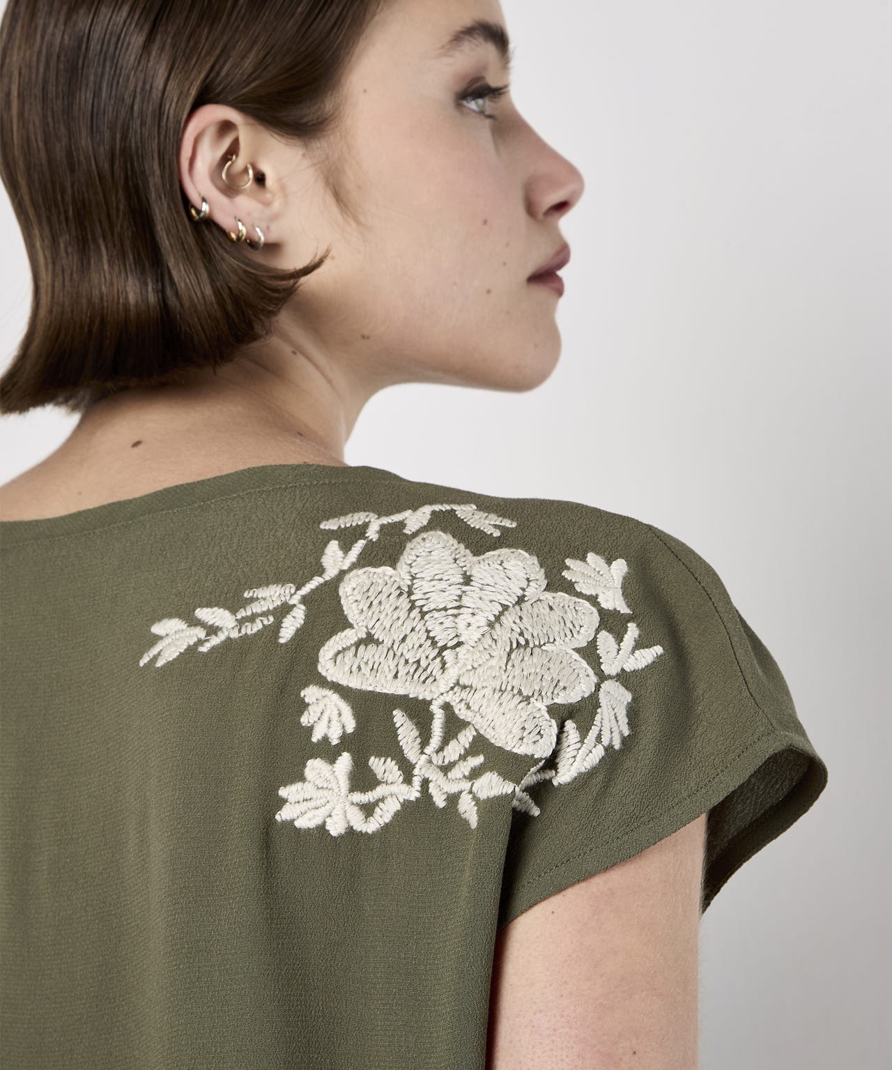 Apricot Embroidered Top