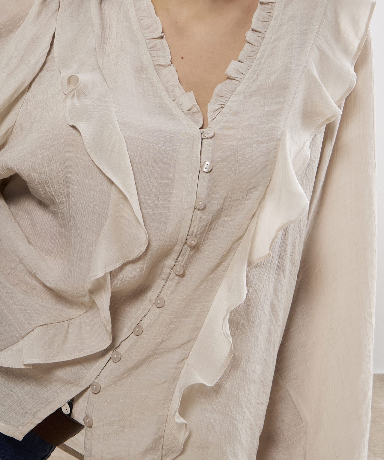 Apricot Ruffle Blouse