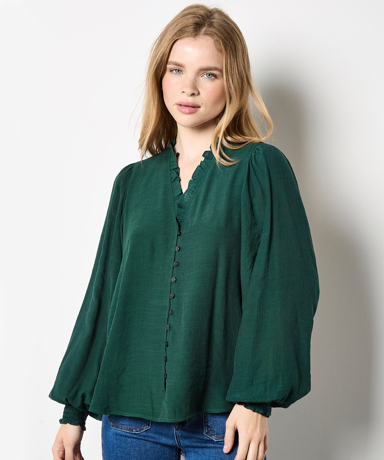 APRICOT RUFFLE BLOUSE