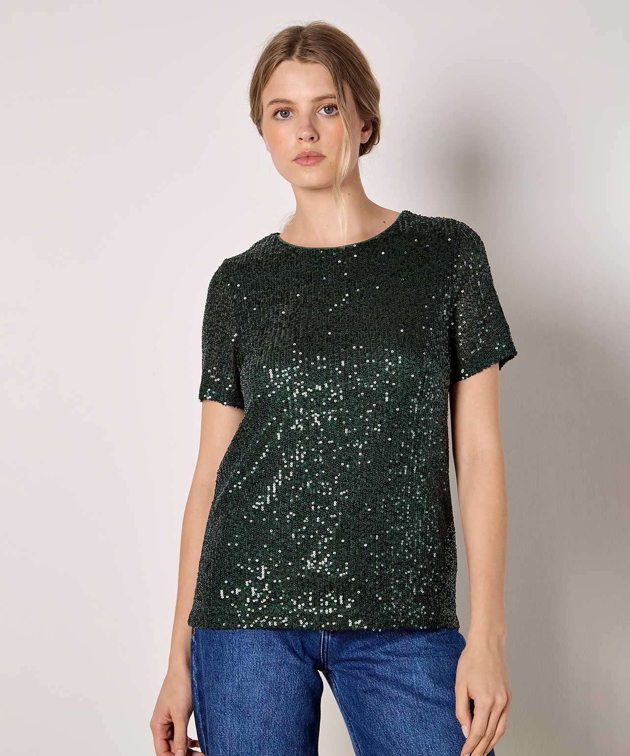 Apricot Sequin Top
