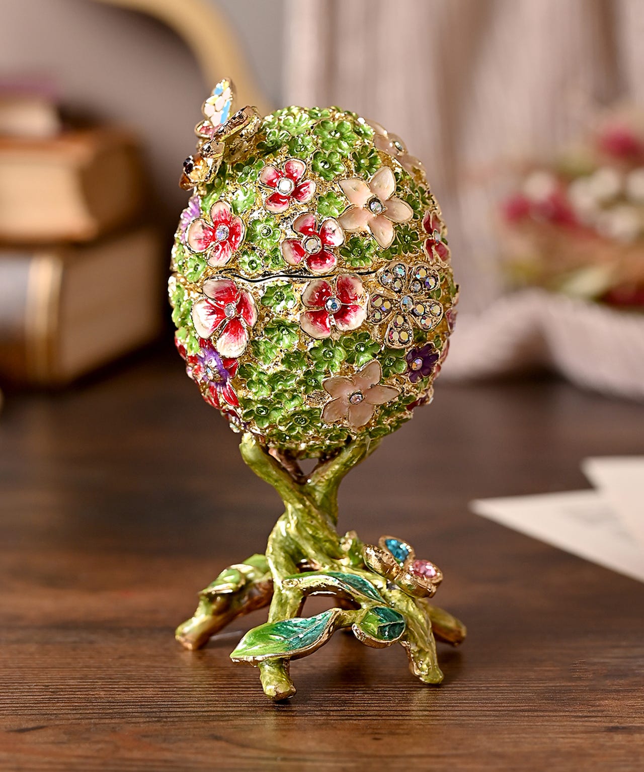 Widdop Floral Foliage Egg Treasured Trinket