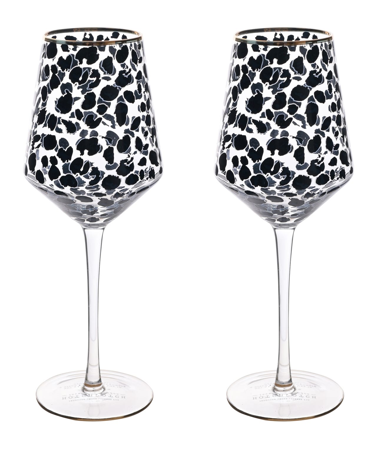 Widdop Frida Set of 2 Leopard Print Wine glasses