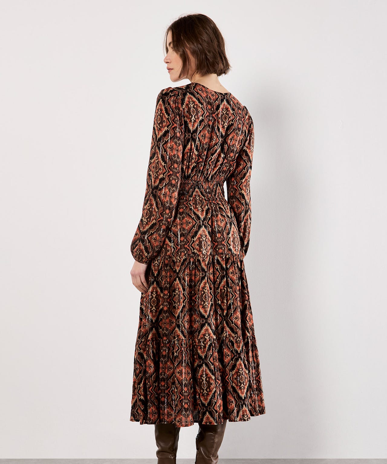 Apricot Smock Waist Dress