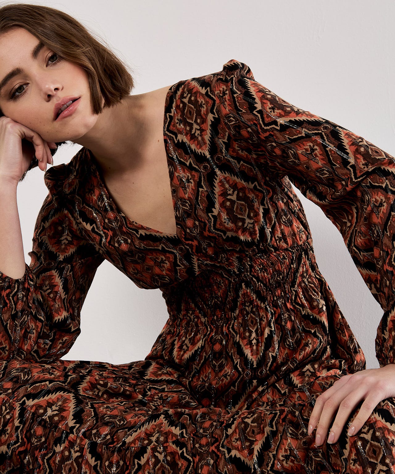 Apricot Smock Waist Dress