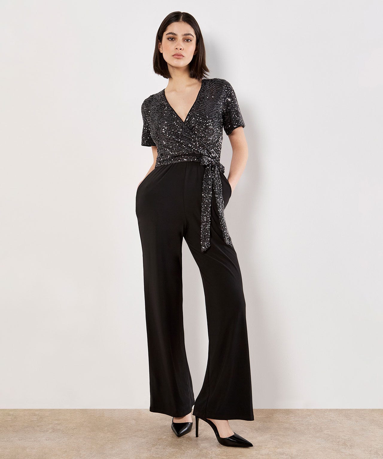 Apricot Sequin Jumpsuit