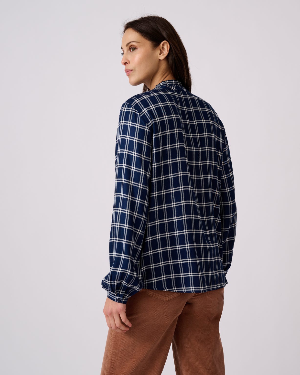 Check Frill Trim Blouse 