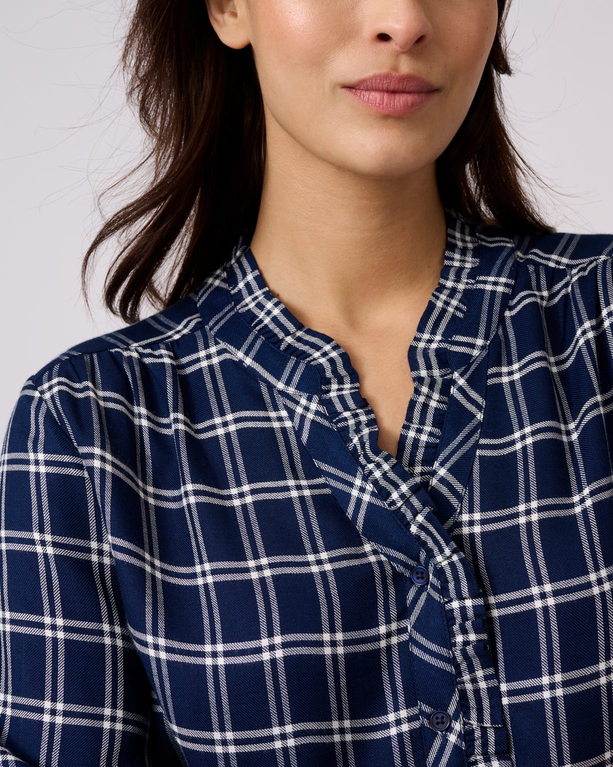 Check Frill Trim Blouse 