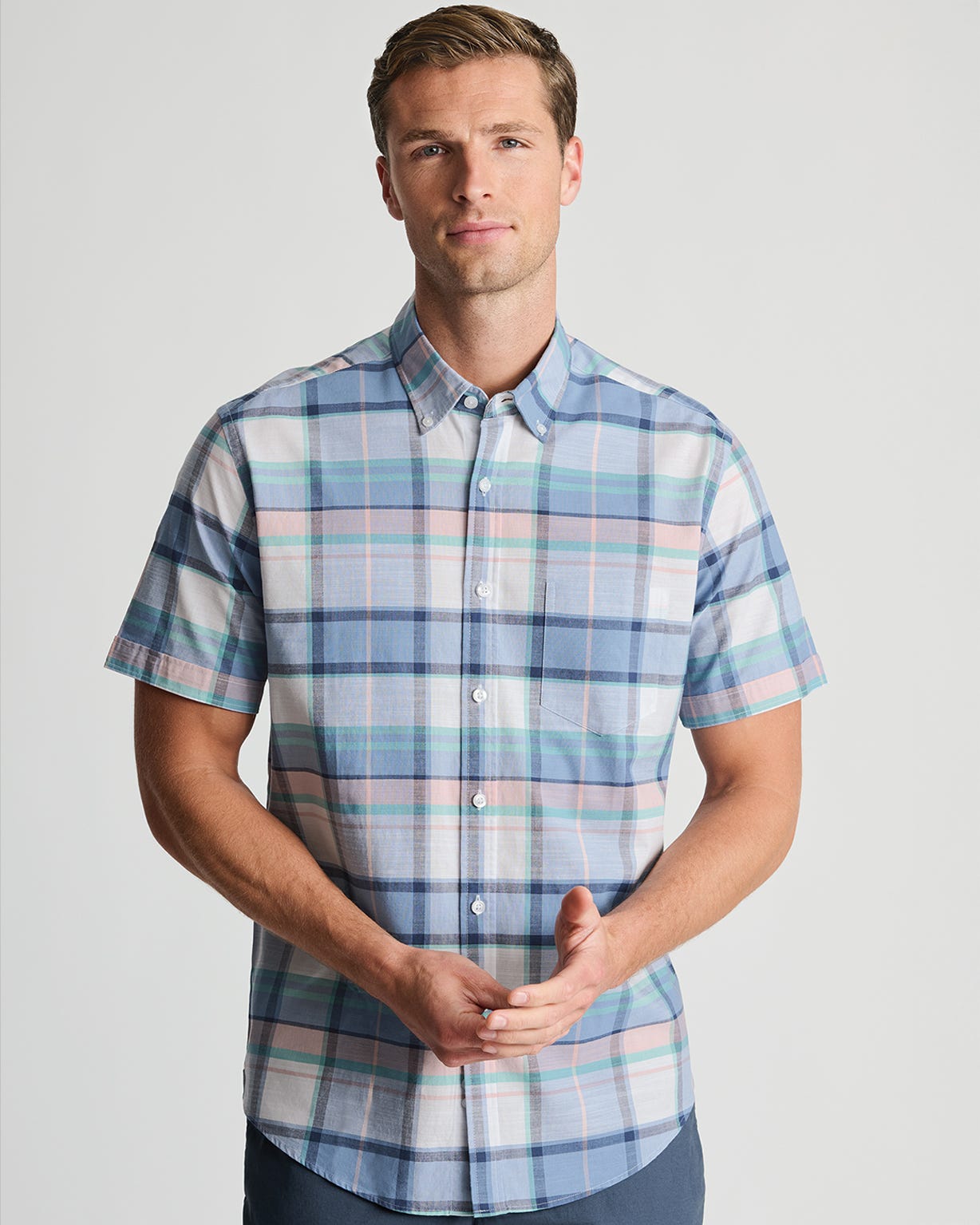 Brook Taverner Portofino Madras Blue Check S/S shirt