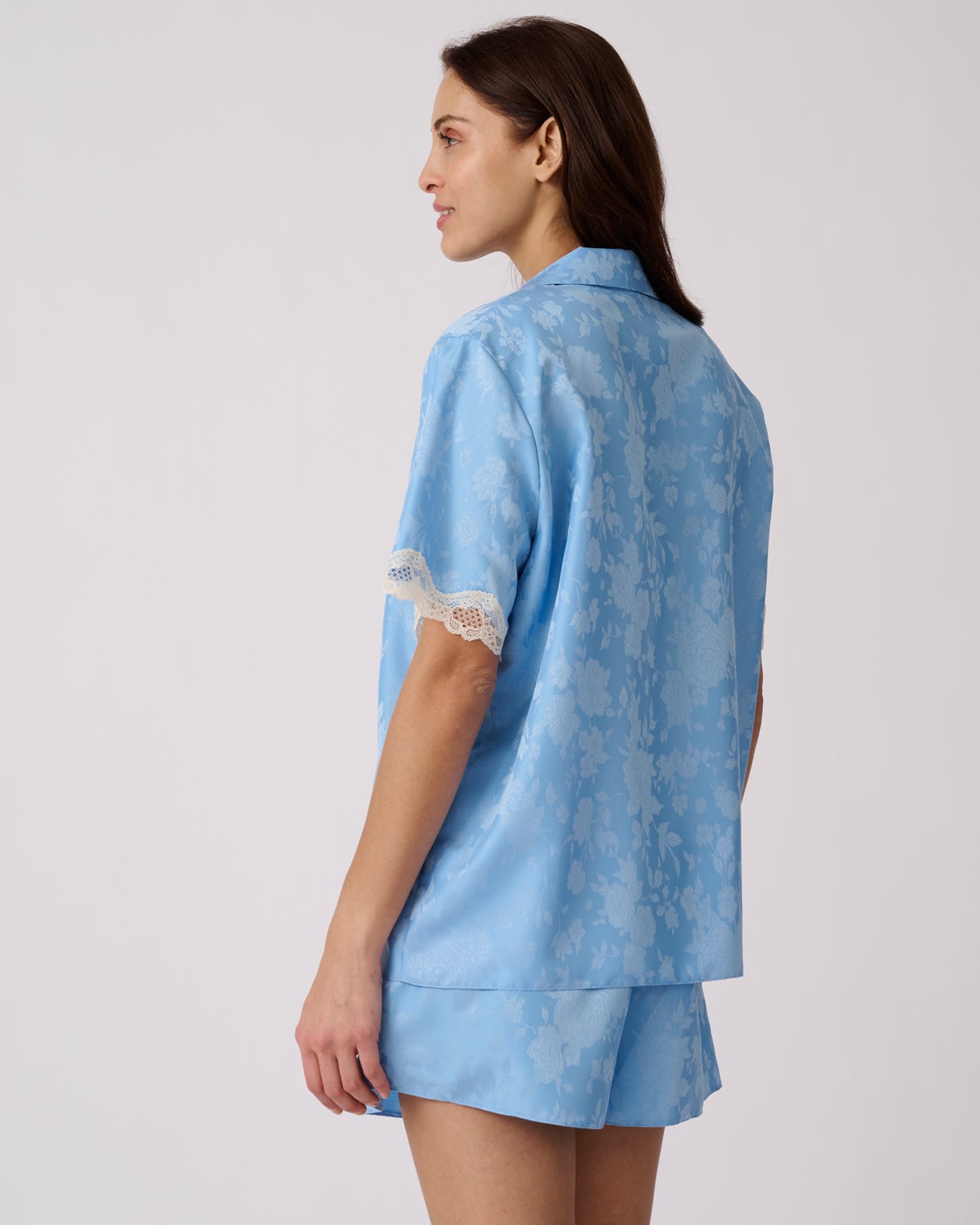 Satin Lace Trim Short Pyjamas 