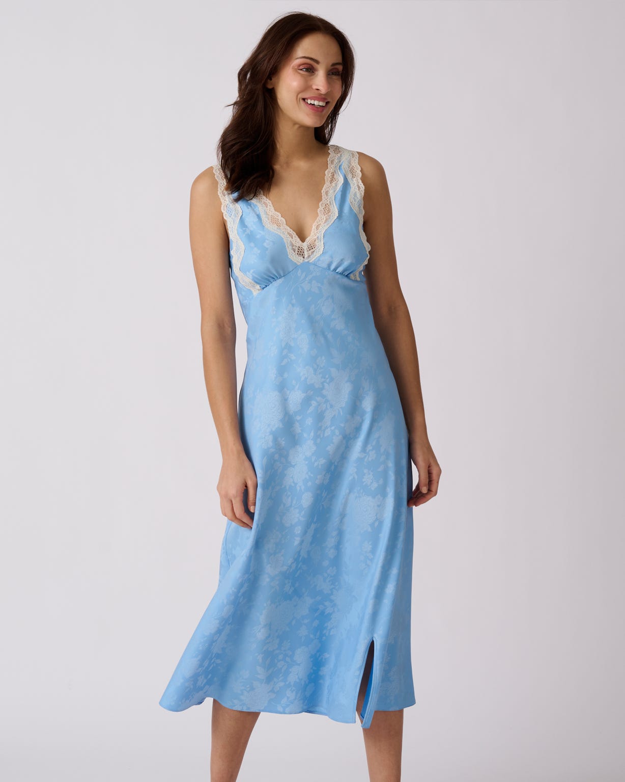 Satin Lace Trim Nightdress 