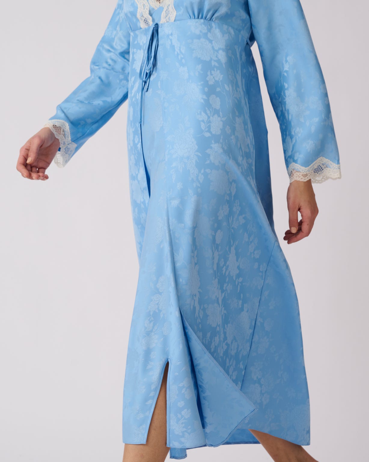 Satin Lace Trim Gown 
