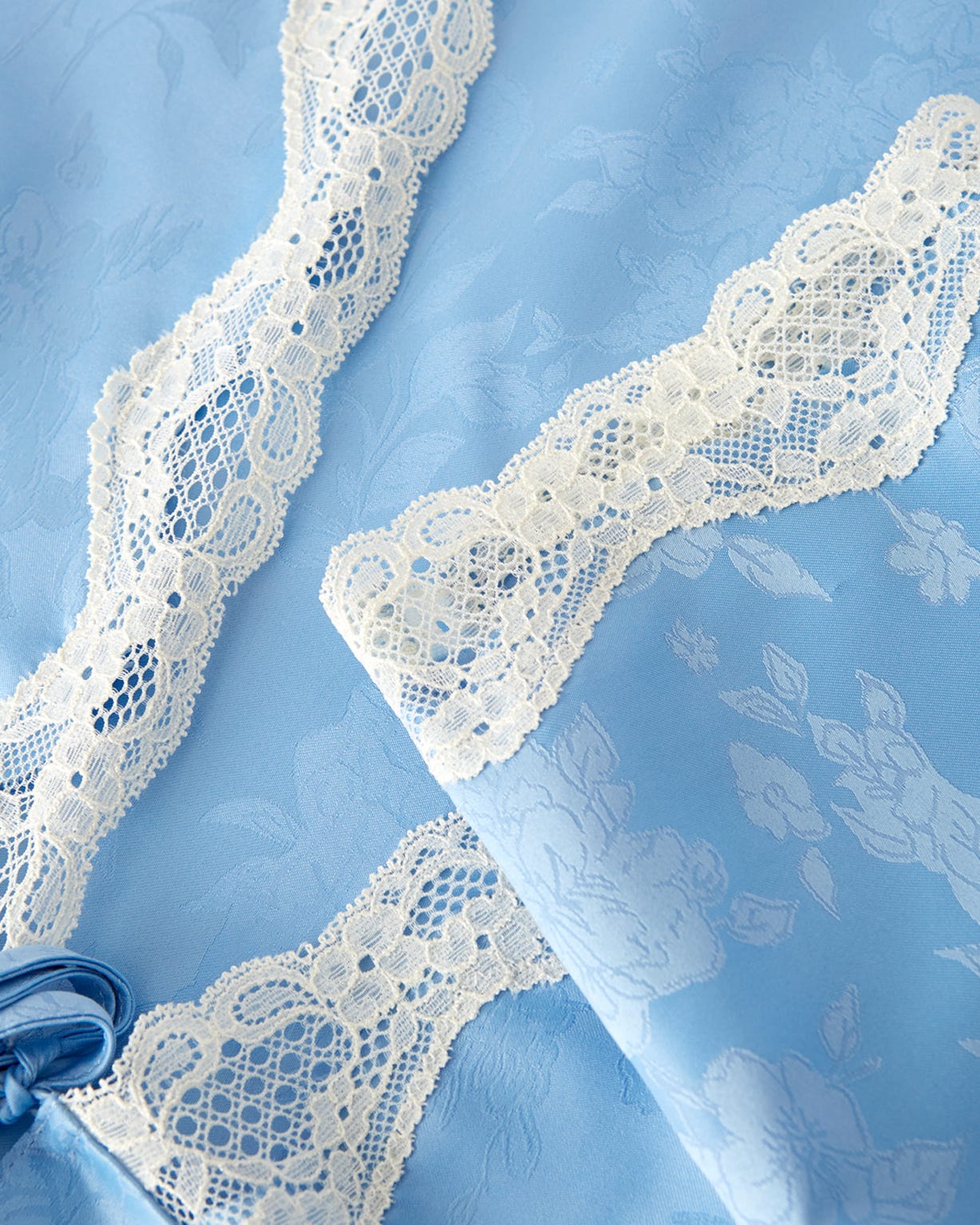 Satin Lace Trim Gown 