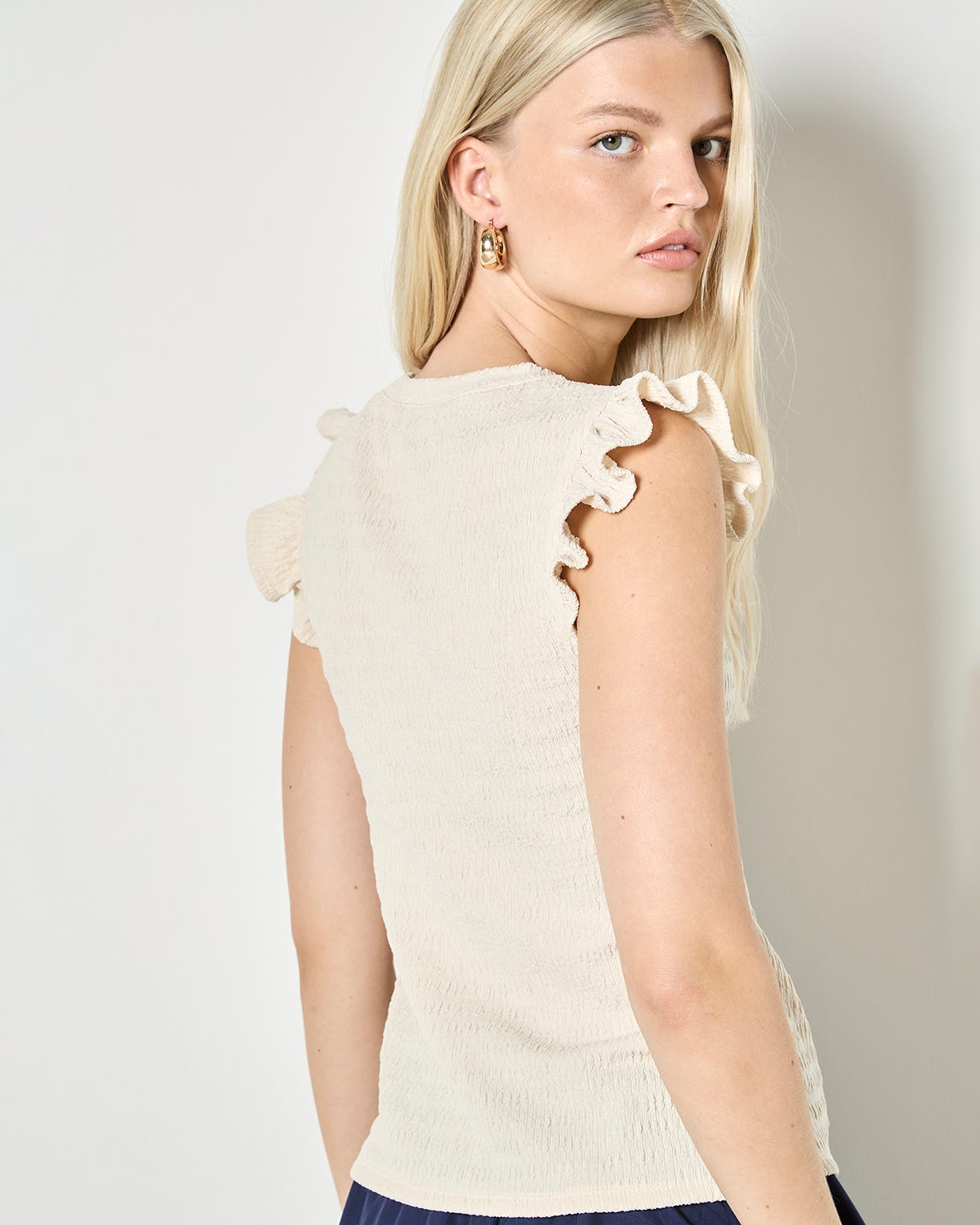 Apricot Ruffle Sleeve Tee