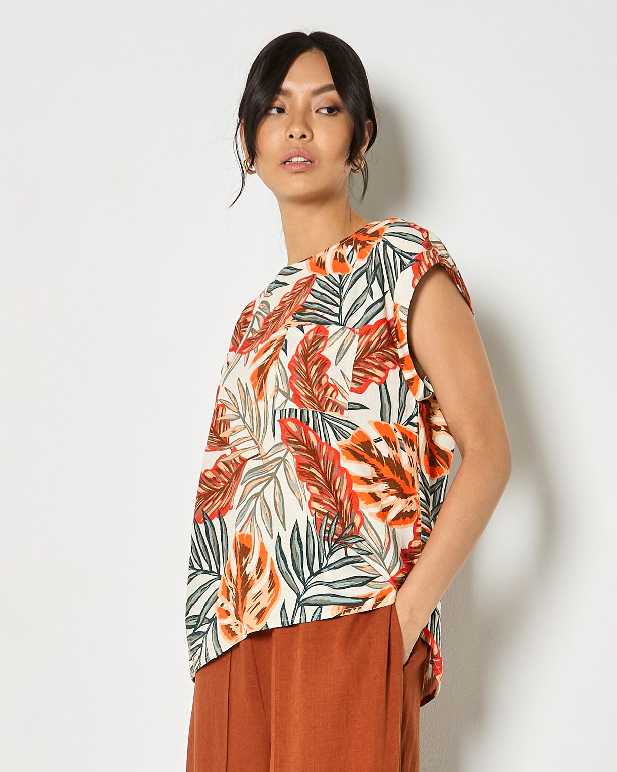 Apricot Printed Top