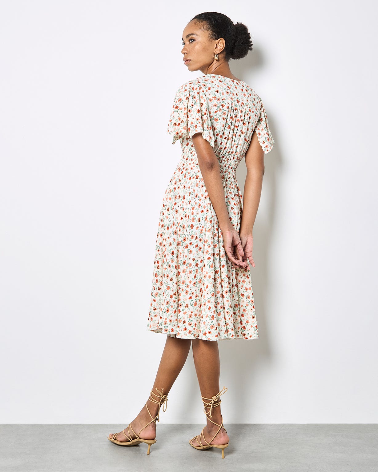 Apricot Ditsy Print Dress 