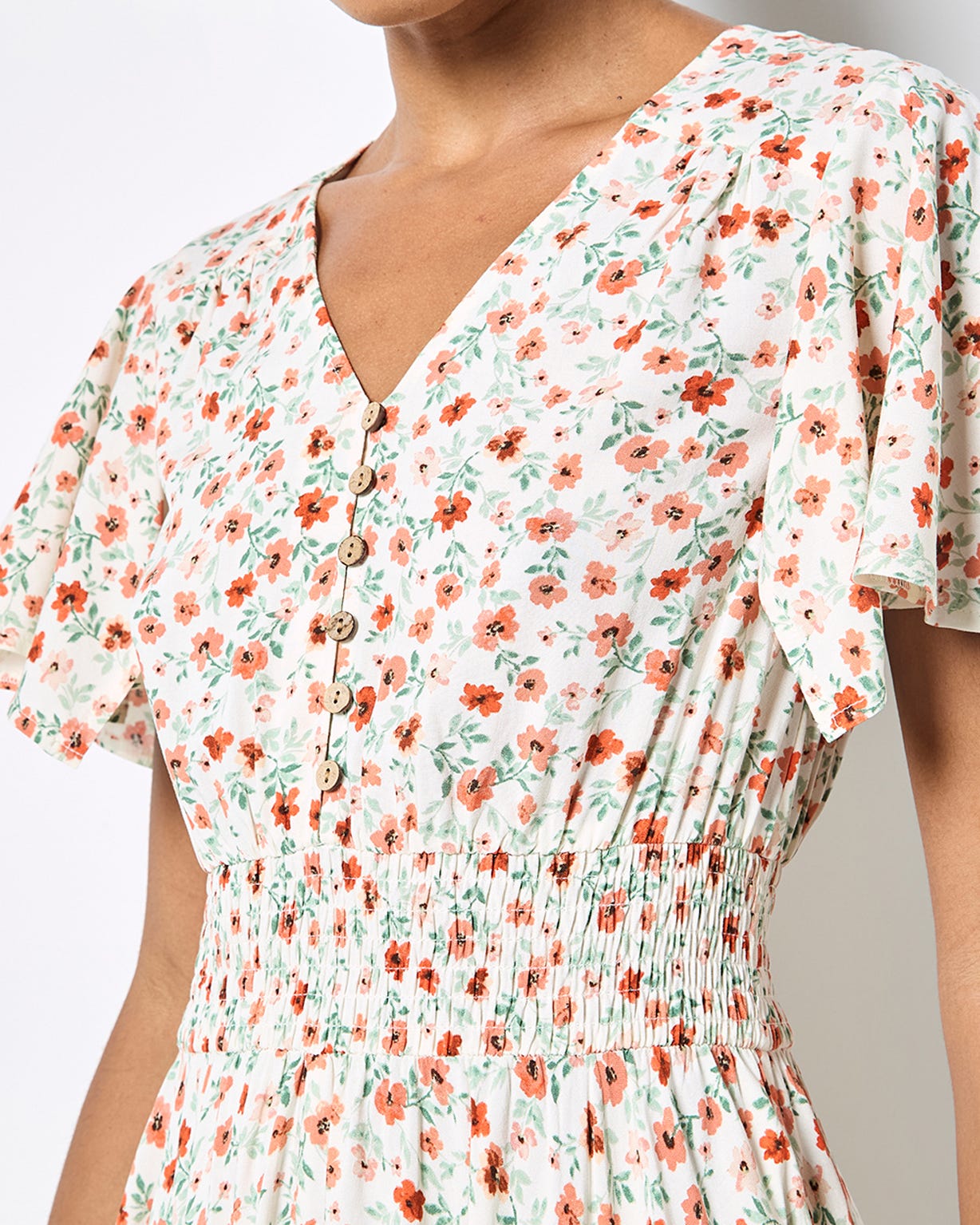 Apricot Ditsy Print Dress 
