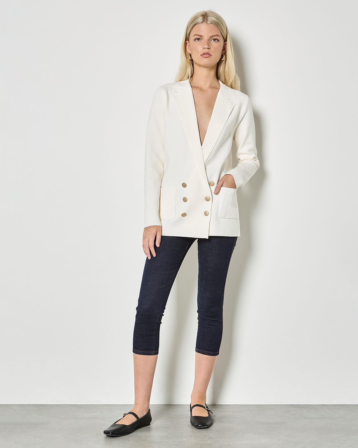 Apricot Knitted Blazer